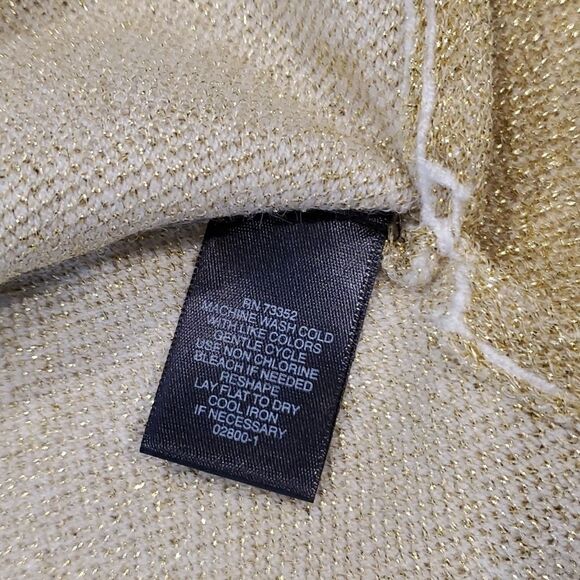 Liz Claiborne Cream and Gold Sparkle Sweater, Sz S, New! Festive & Fun - Picture 9 of 9